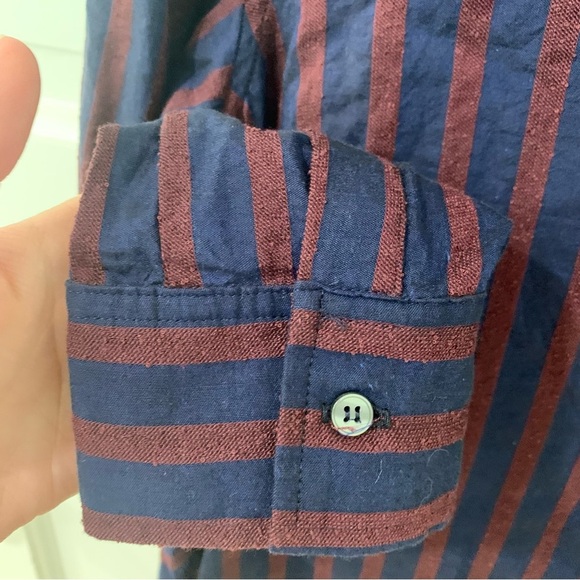 Anthropologie AMO Womens Ruffled Prep Shirt Striped Academia Size Medium FLAWED - Picture 7 of 13